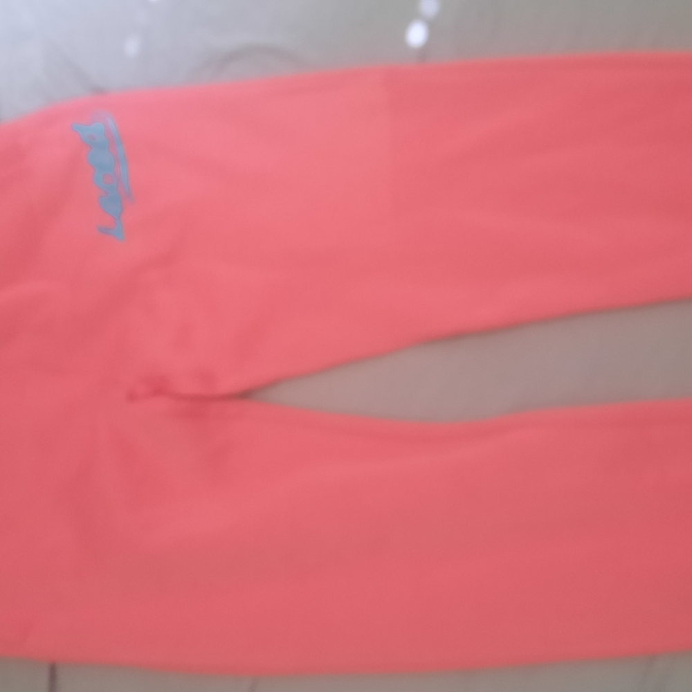 Coral Leggings with Blue Logo